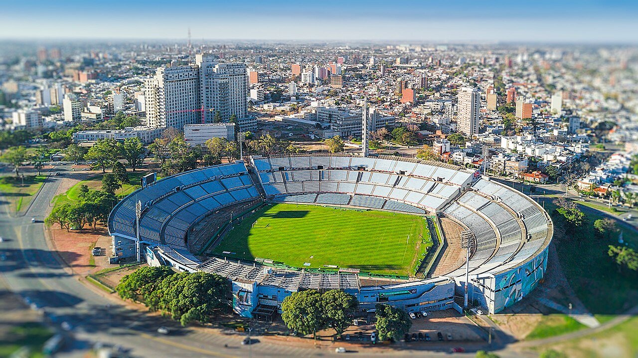 Vista aérea do Estádio Centenário, em Montevidéu, no Uruguai