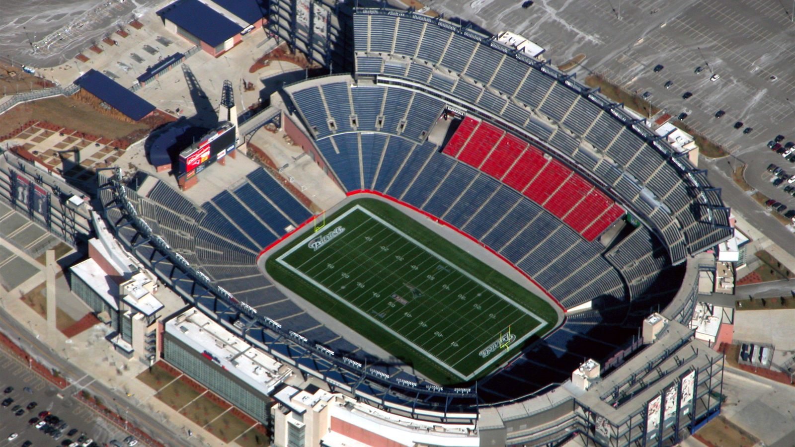 Vista aérea do Gillette Stadium, em Foxborough, na região de Boston, palco de França x Marrocos nas quartas da Copa de 2026